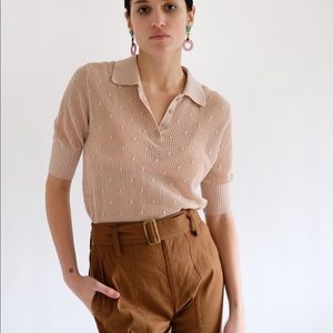 Cotton by Autumn Cashmere popcorn mesh polo